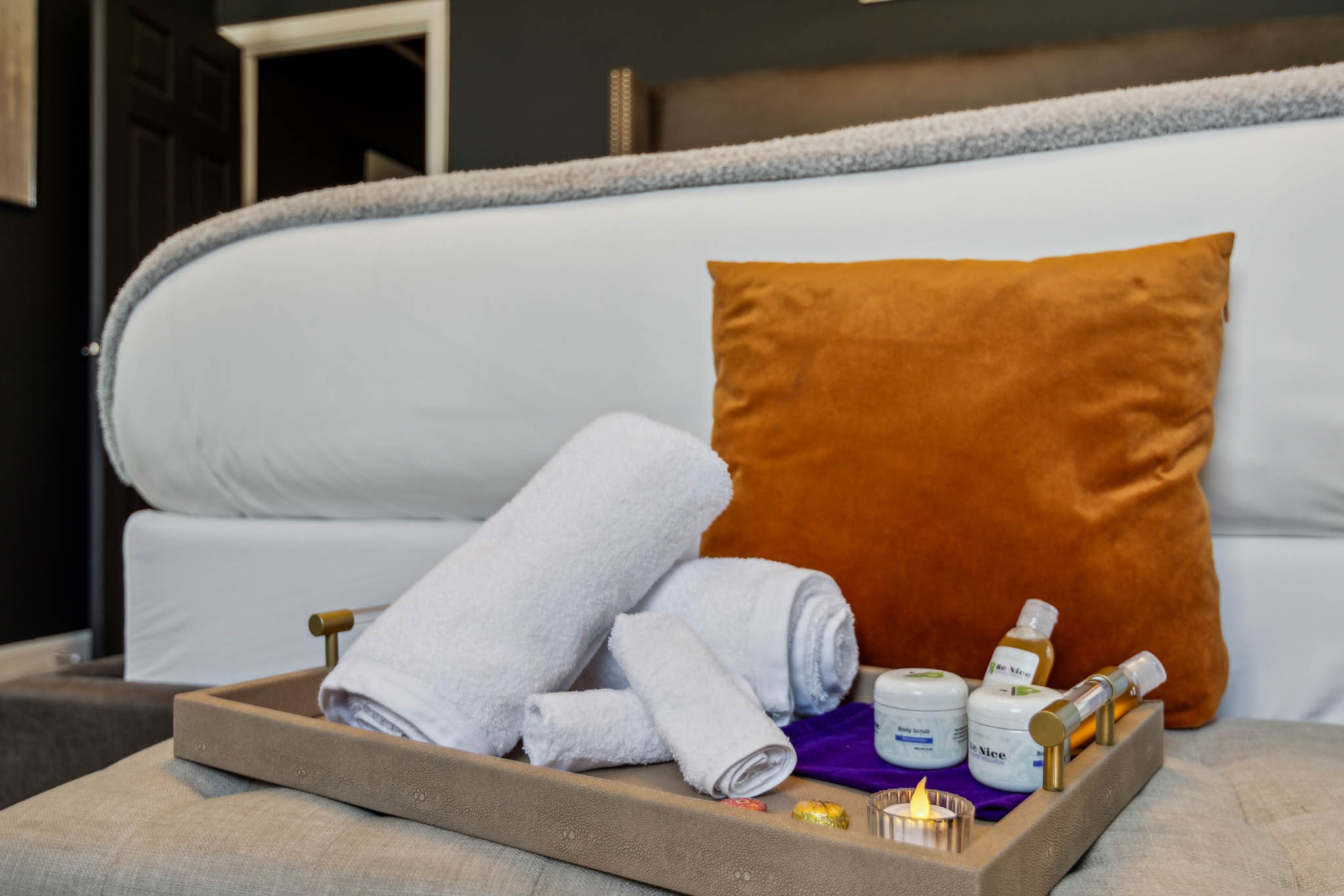 A bedroom built for relaxation and romance, The Retreat at Douglasville