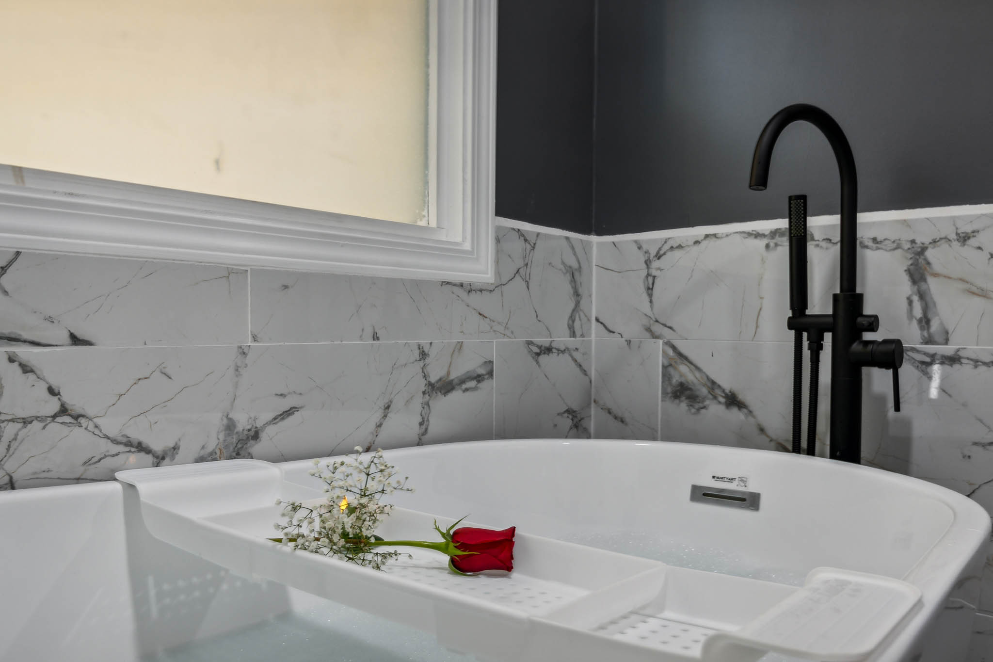 Modern floor-mounted faucet detail, The Retreat at Douglasville