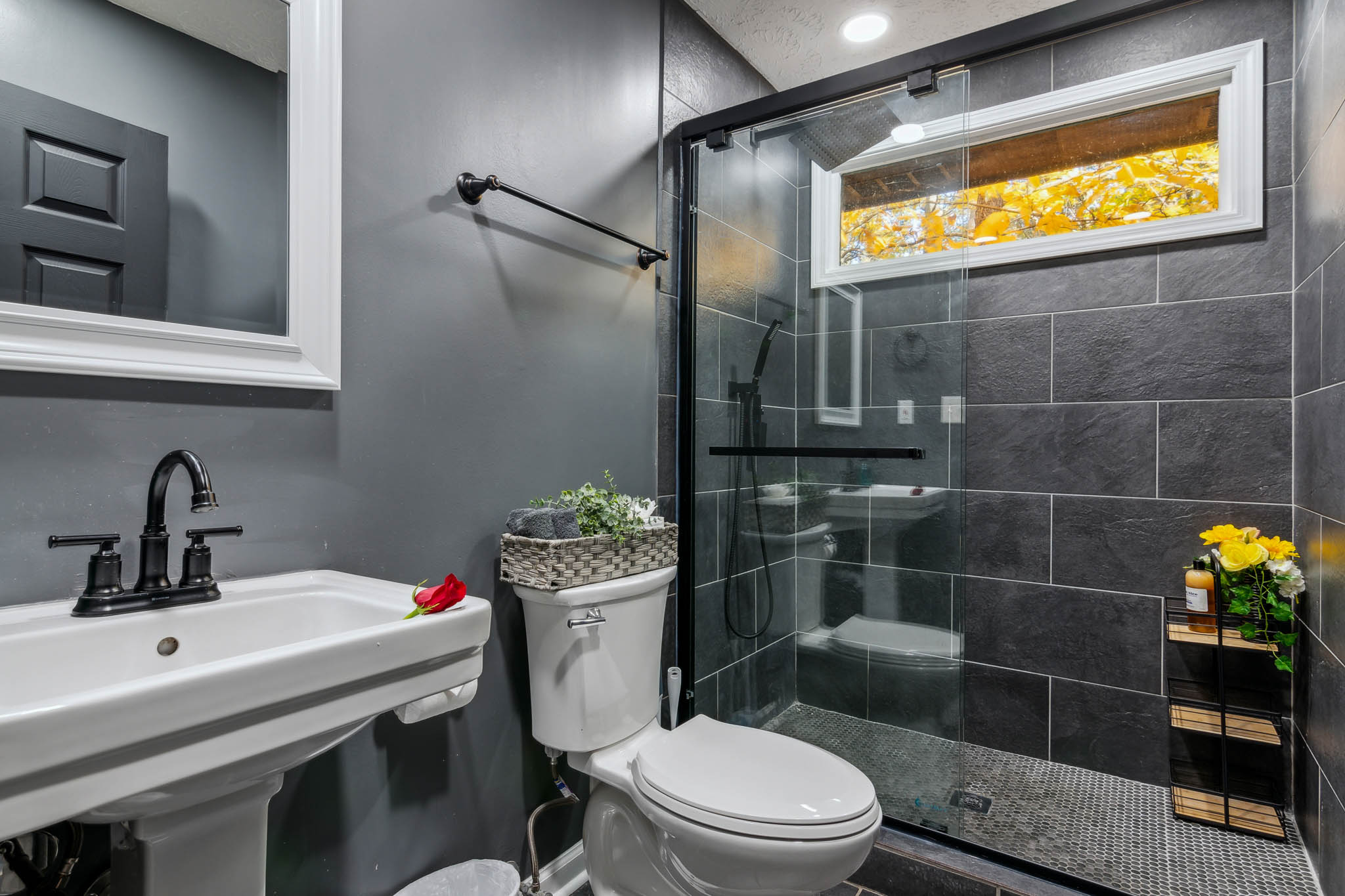 Glass shower enclosure, The Retreat at Douglasville